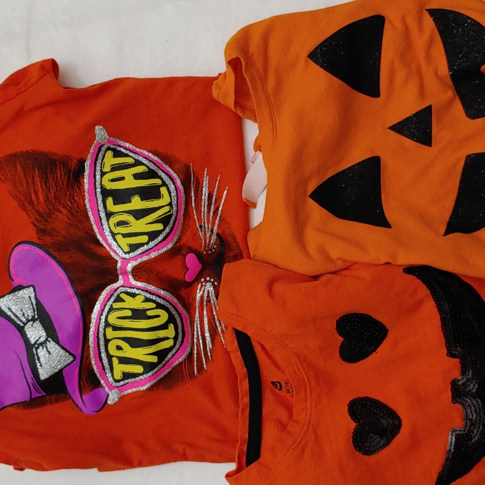 Halloween Top Girls Size 7-8 3 pack Bundle